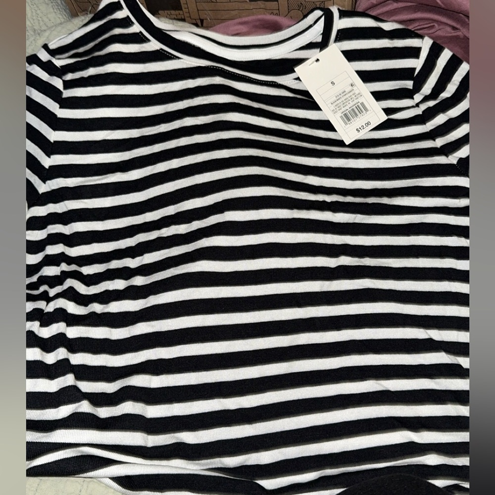a new day black and white striped shirt